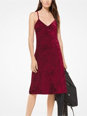 Michael Kors Crushed Velvet Dress in Red